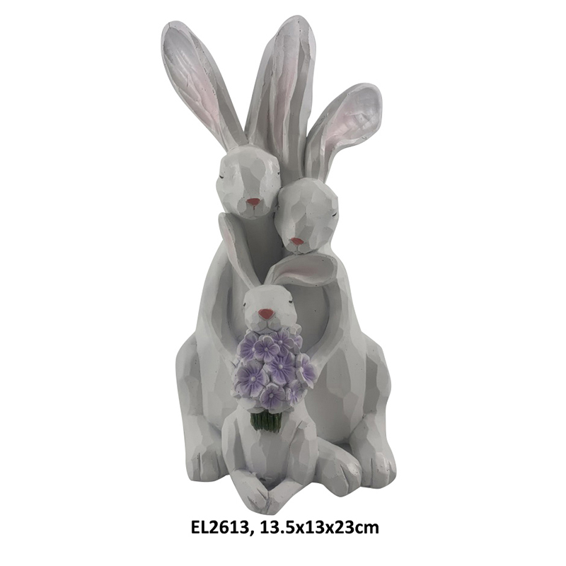 Spring Time Easter Decor Floral Rabbit Figurines Handmade Musiman Hiasan (5)
