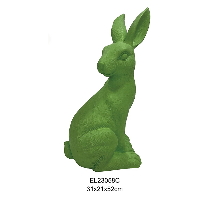 Яркая зеленая текстура гранита. Гладкий алебастровый декор в виде кролика. Пасхальный весенний дом и сад (2)