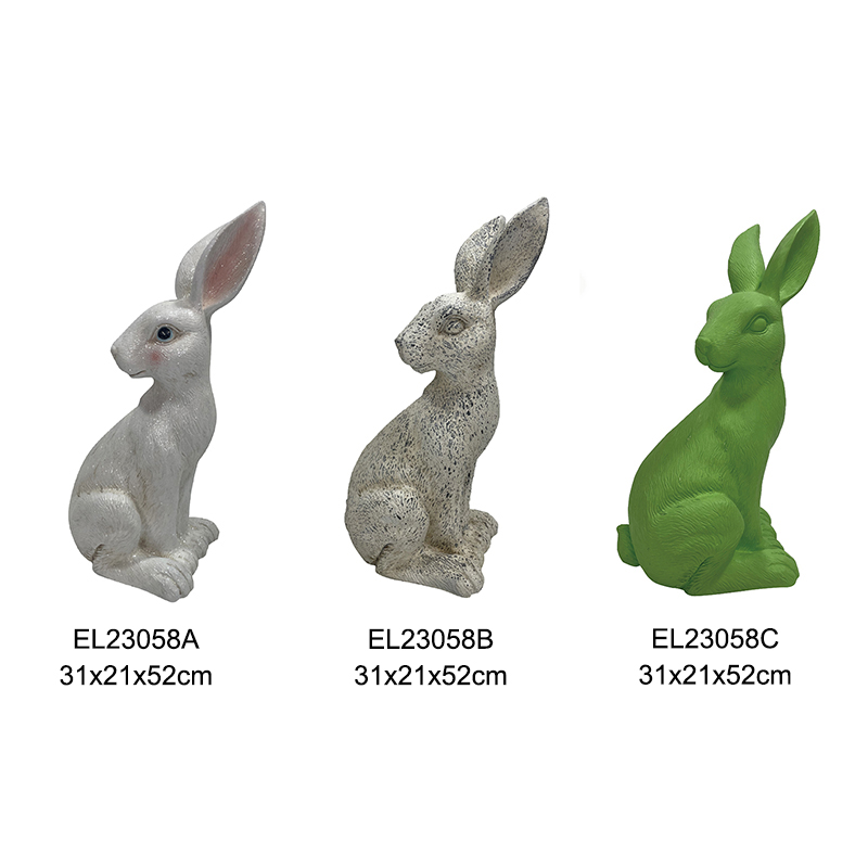 Tékstur Granit Héjo Sleek Alabaster Rabbit Decor Easter Spring Imah sareng Taman (4)