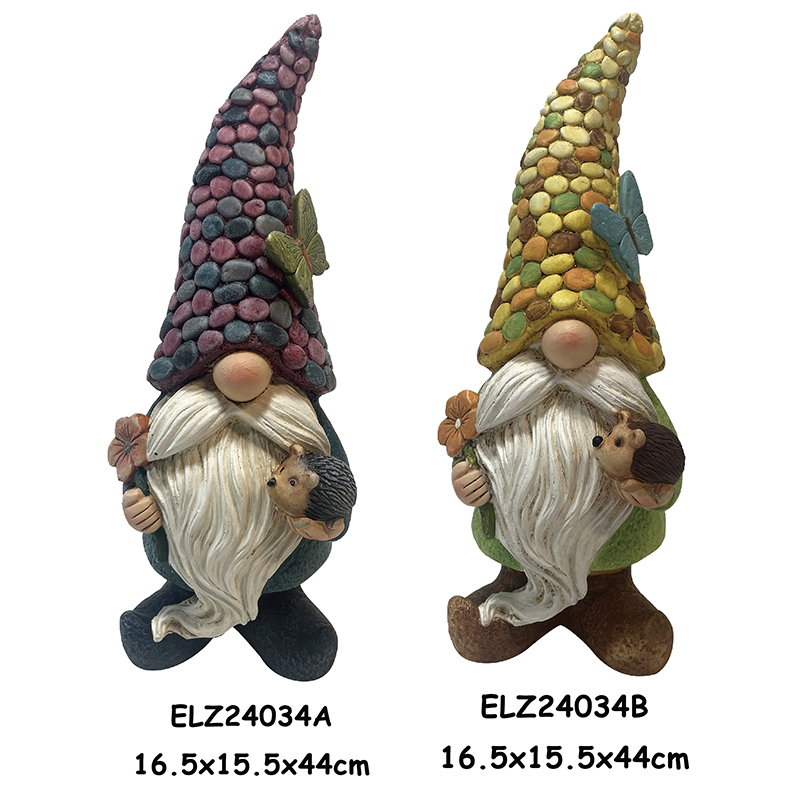 Whimsical Garden Decor Inofadza Gnomes Zvidhori Zvakagadzirwa Nemaoko Fiber Clay Gnomes ane Hati Dzakajeka (2)