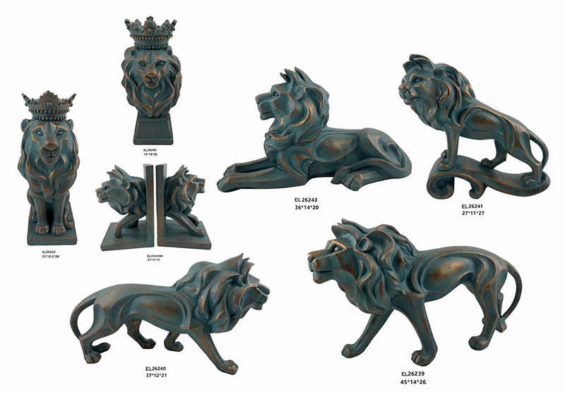 12Lion statues pottery bookend (2)