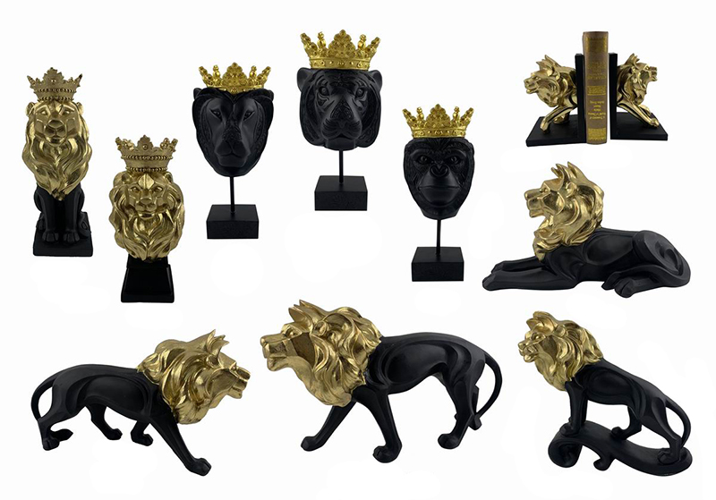 12Lion statues pottery bookend (3)