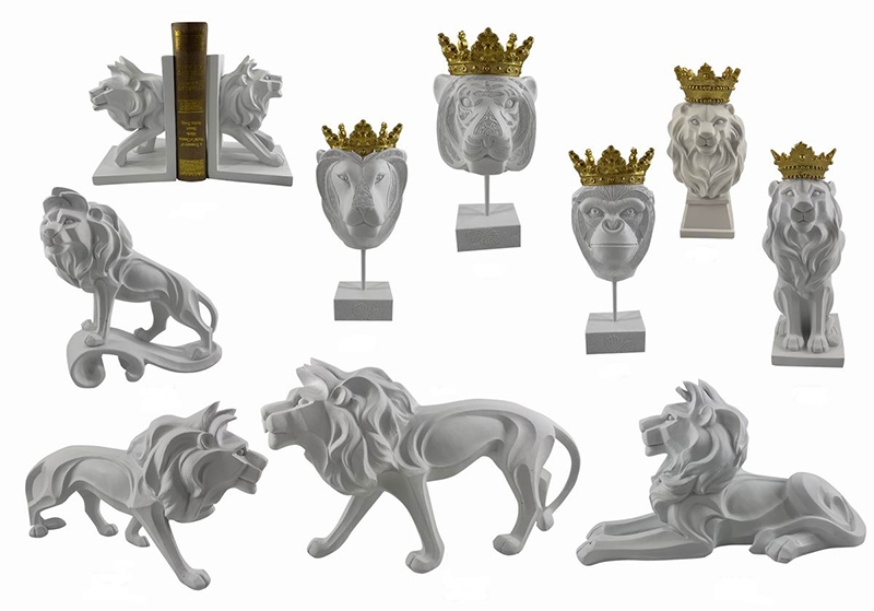 12Lion statues pottery bookend (7)