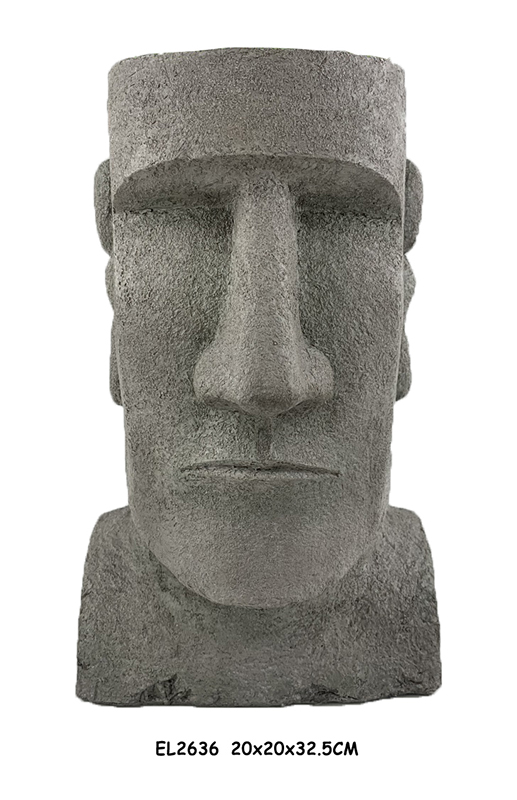 28Lightweight Easter Island Statuary pots (2)