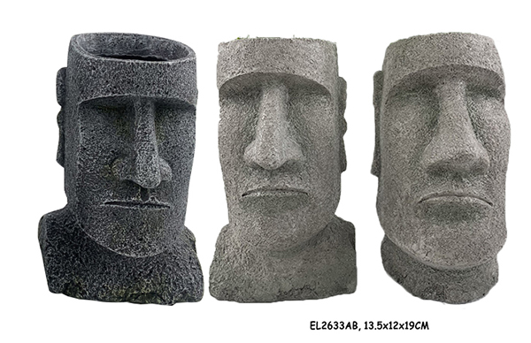 28Lightweight Easter Island Statuary pots (5)