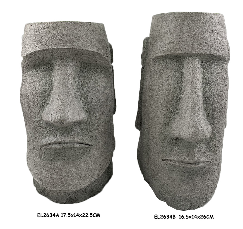 28Lightweight Easter Island Statuary pots (6)