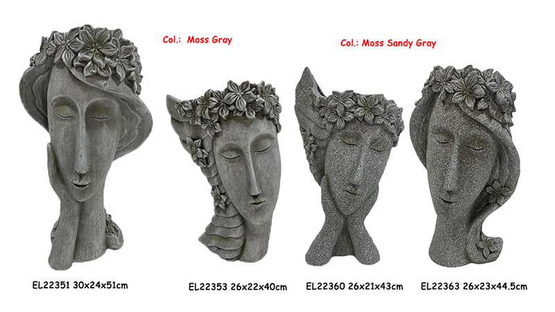 35MGO Flower Crown Lady bust Planters (2)