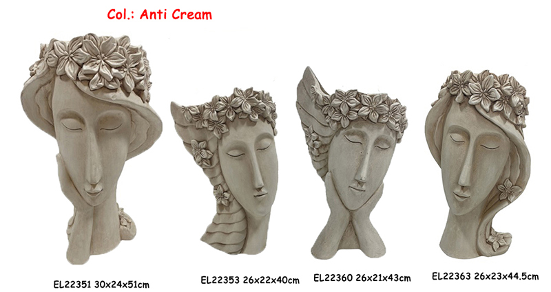 35MGO Flower Crown Lady bust Planters (3)