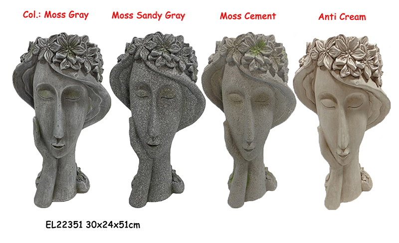 35MGO Flower Crown Lady bust Planters (4)