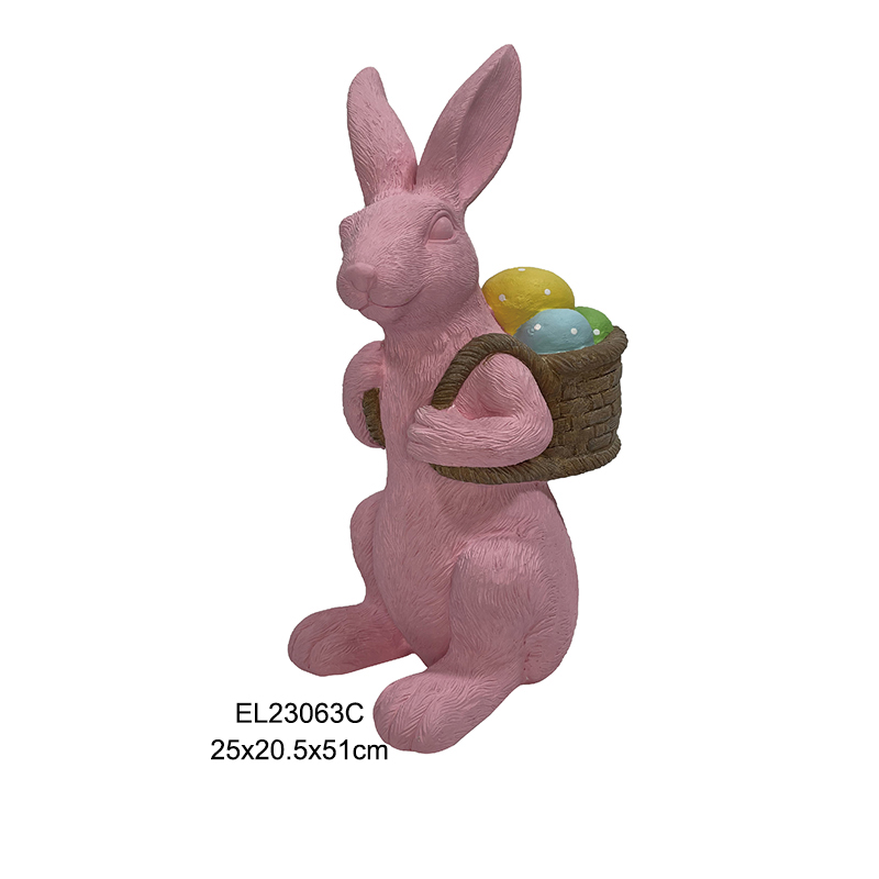 Adorable Rabbit Figurines with Easter Egg Baskets Handmade Cute Bunny Home Decors (4)