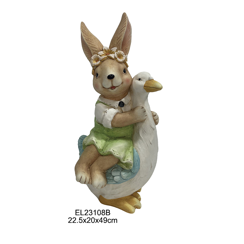 Countryside Charm Rabbit with Duck Chick Figurine Home and Garden Decor Springtime Indoor and Outdoor (3)