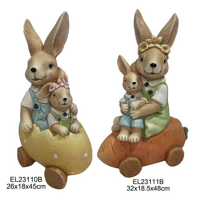 Easter Egg and Carrot Vehicle Rabbit Figurines Spring Home and Garden Decoration Daily Decor (10)