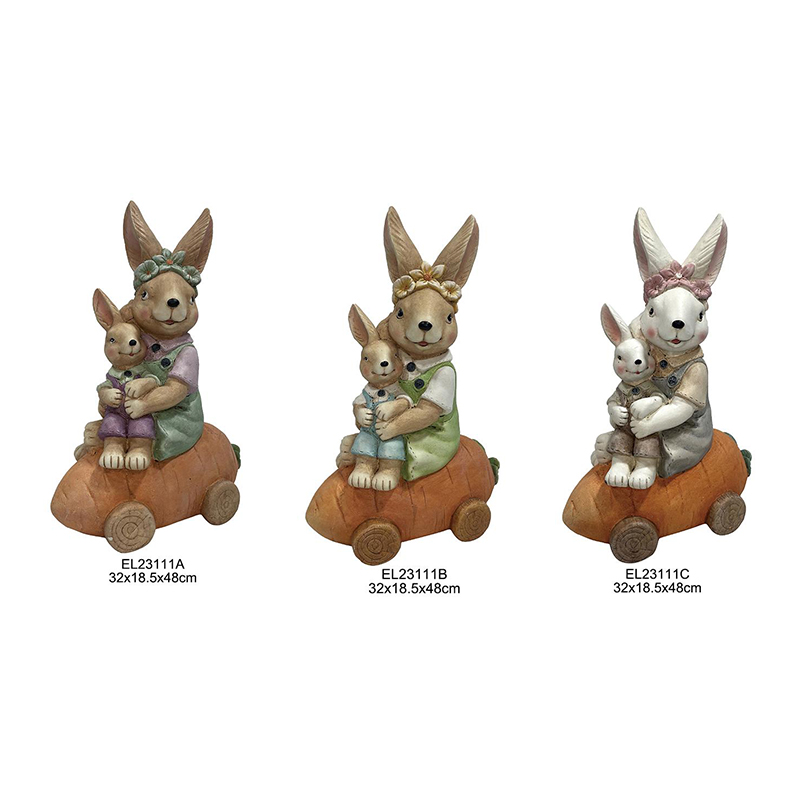 Easter Egg and Carrot Vehicle Rabbit Figurines Spring Home and Garden Decoration Daily Decor (5)