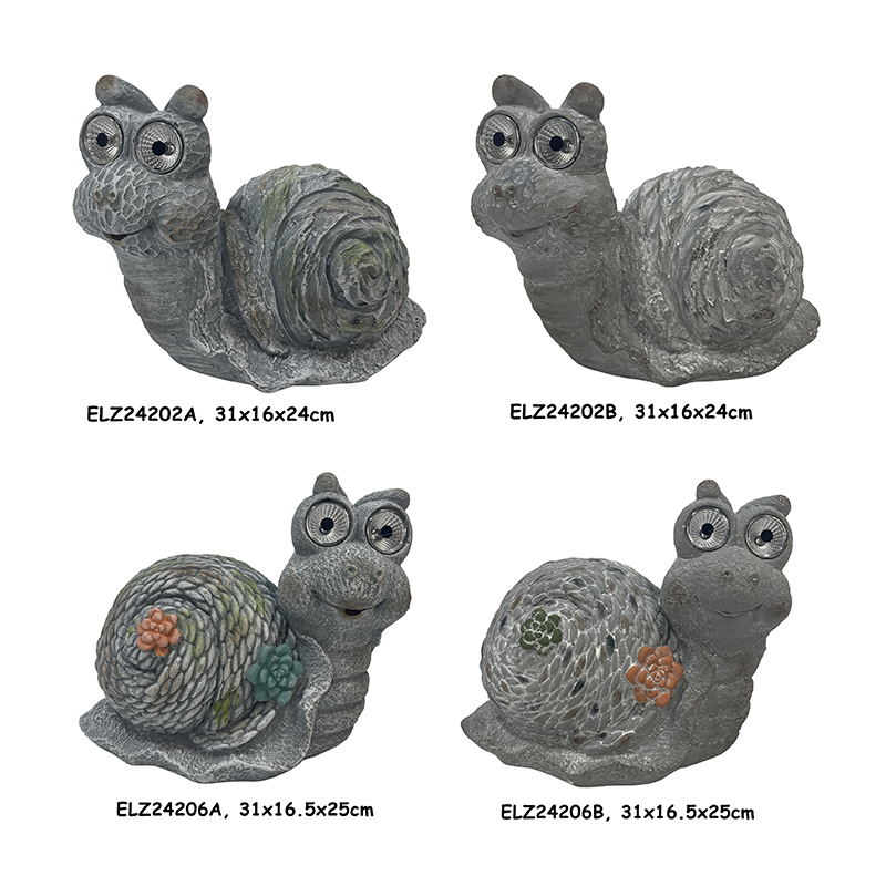 Eco-Friendly Solar Powered Snail Statue Garden Animals Statues Outdoor Decoration (1)