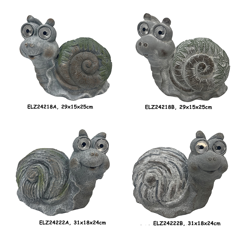 Eco-Friendly Solar Powered Snail Statue Garden Animals Statues Outdoor Decoration (11)