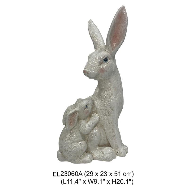 Fiber clay Mother and Child Rabbit Statue Garden Decor Easter Bunny Outdoor and Indoor (1)