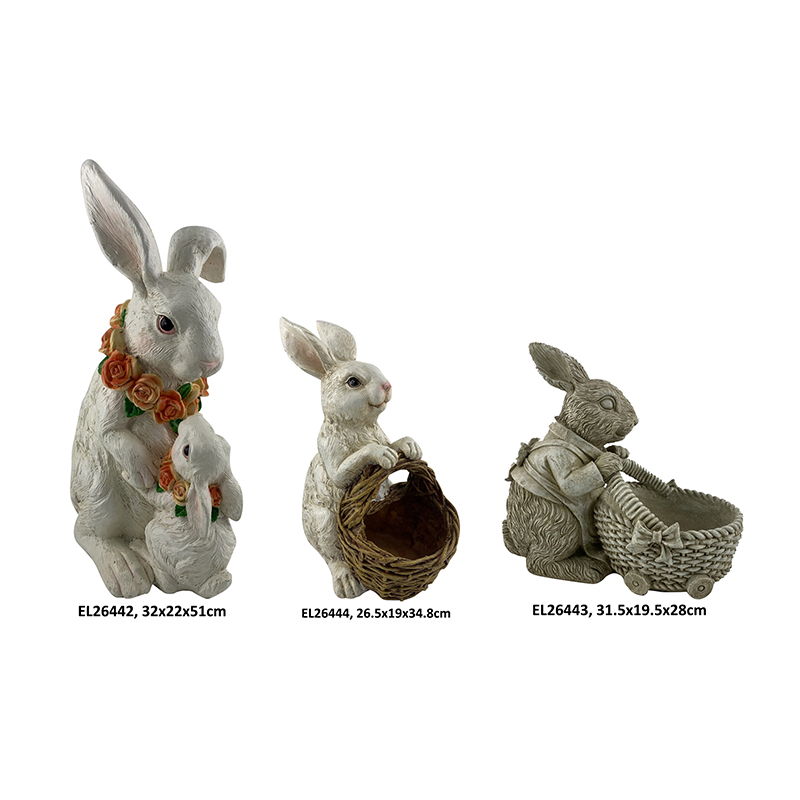 Garden Ornaments Easter Bunnies Rabbit Figurine Indoor and Outdoor Decoration (1)