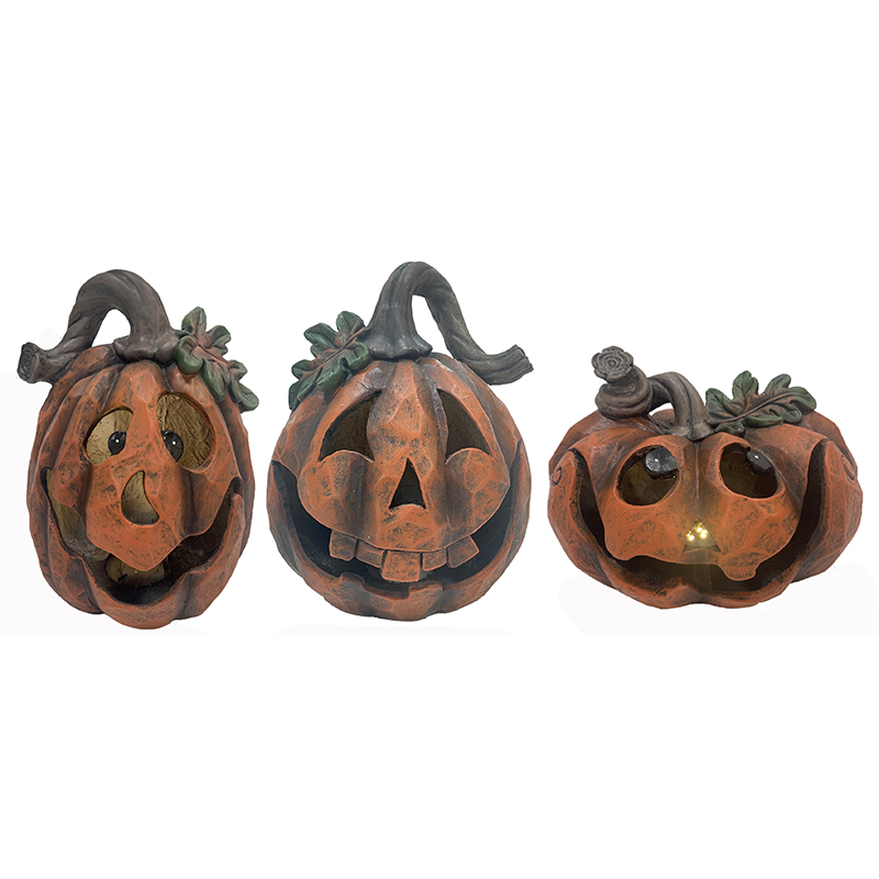 Halloween Pumpkin Decors with Light Jack-o'-lanterns Holiday Decoration indoor-outdoor statues (1)
