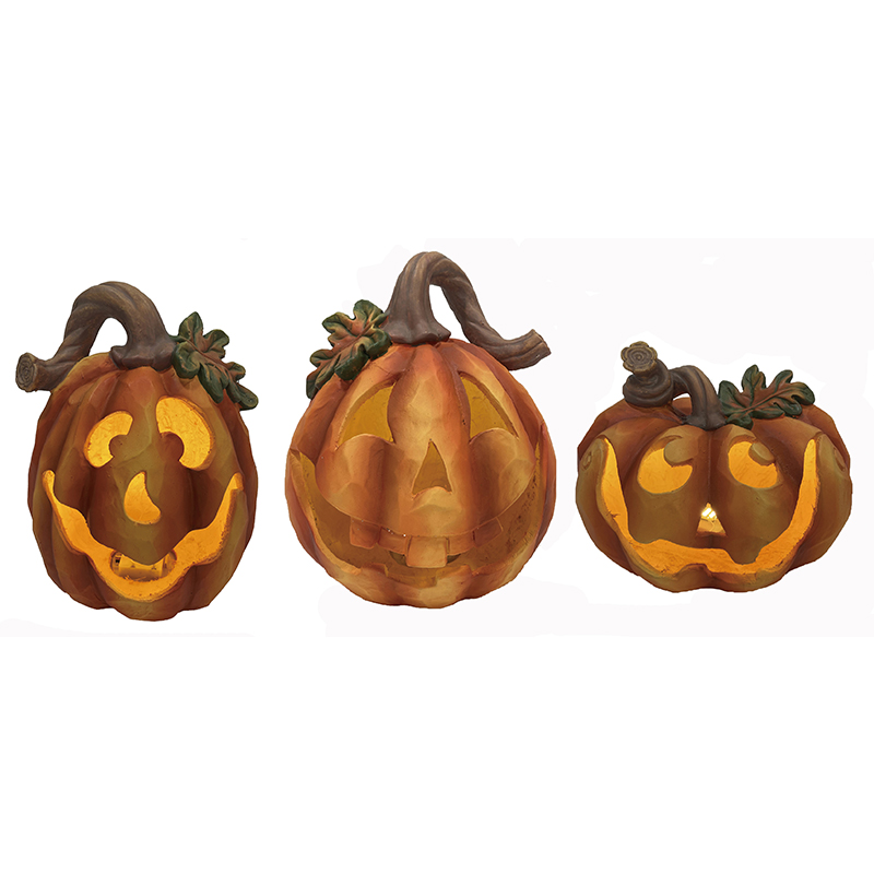 Halloween Pumpkin Decors with Light Jack-o'-lanterns Holiday Decoration indoor-outdoor statues (3)