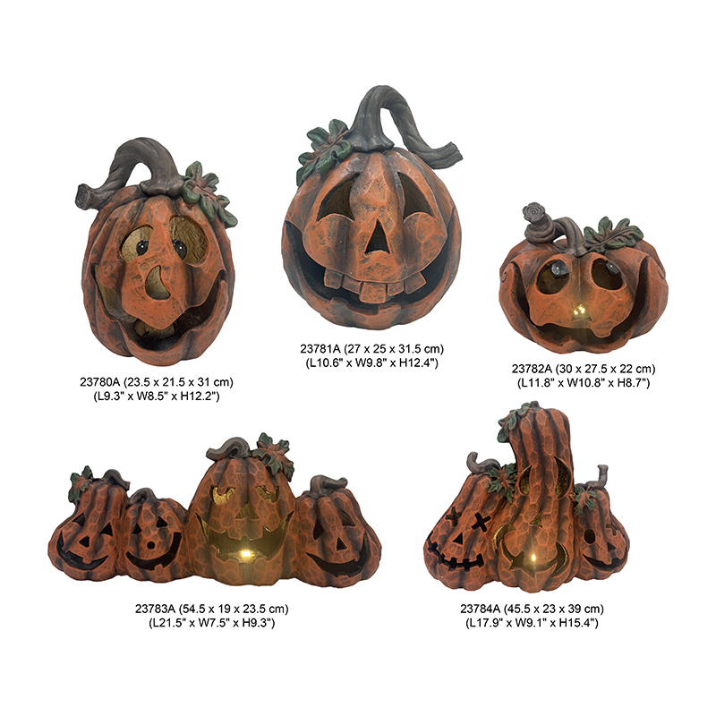 Halloween Pumpkin Decors with Light Jack-o'-lanterns Holiday Decoration indoor-outdoor statues (4)