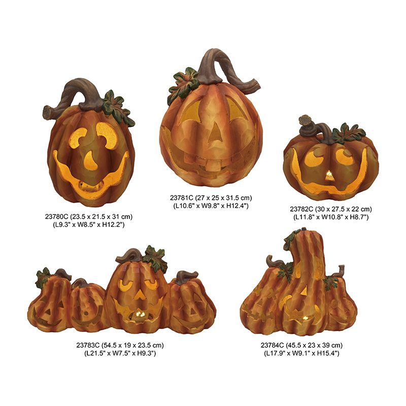 Halloween Pumpkin Decors with Light Jack-o'-lanterns Holiday Decoration indoor-outdoor statues (6)