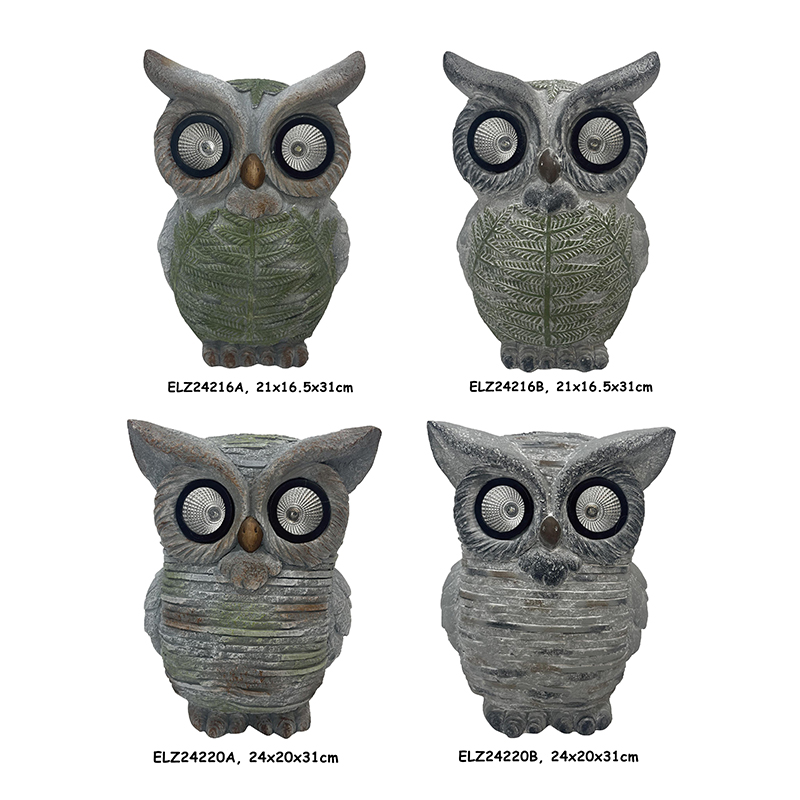 Handcrafted Solar Owl Statue Garden Animals Statues Outdoor decoration (11)