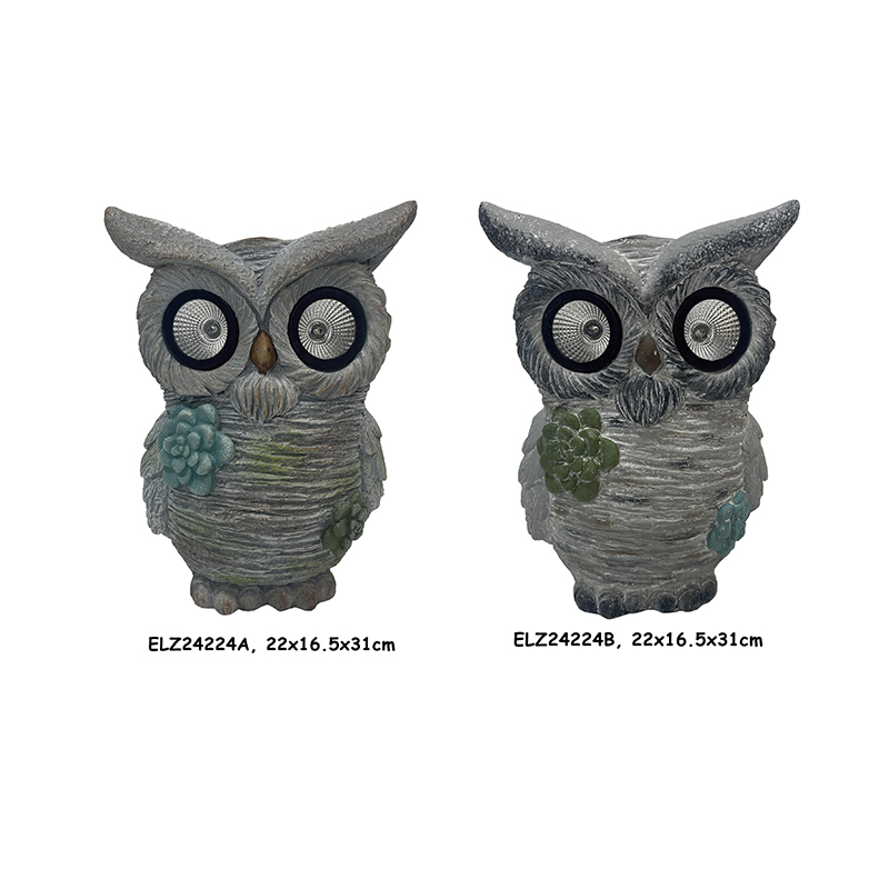 Handcrafted Solar Owl Statue Garden Animals Statues Outdoor decoration (16)