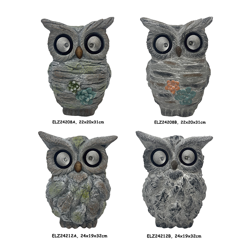 Handcrafted Solar Owl Statue Garden Animals Statues Outdoor decoration (6)