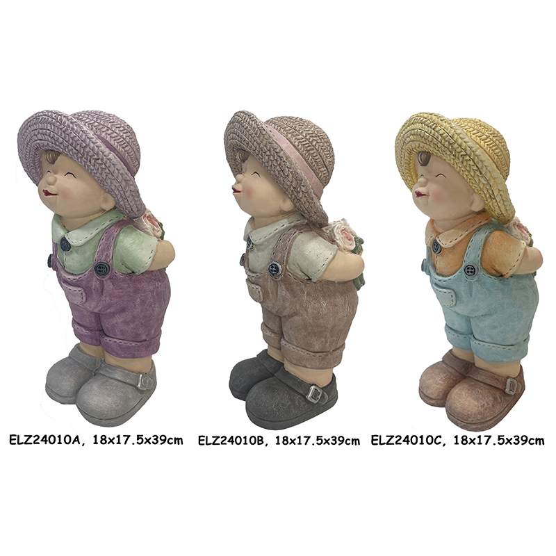Handcrafted Whimsical Child Figurines for Garden and Home Boy and Girl statues (3)