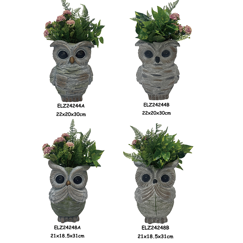 Owl-Shaped Planter Statues Owl Deco-Pot Garden Planters Garden Pottery Indoor and Outdoor (11)