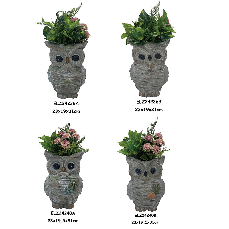 Owl-Shaped Planter Statues Owl Deco-Pot Garden Planters Garden Pottery Indoor and Outdoor (6)