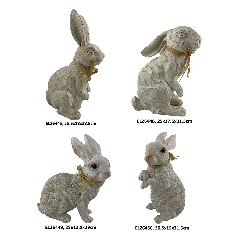 Rustic Rabbit Figurines Collection Stone Finished Easter Bunnies Home and Garden Decor (1)