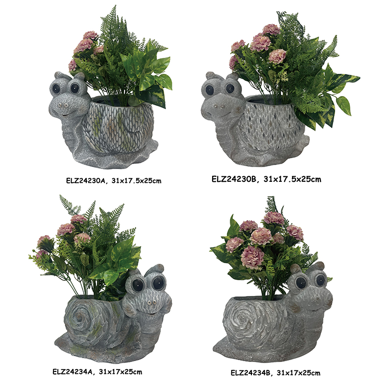 Snail-Shaped Planter Statues Snail Deco-Pot Garden Planters Garden Pottery Indoor and Outdoor (1)