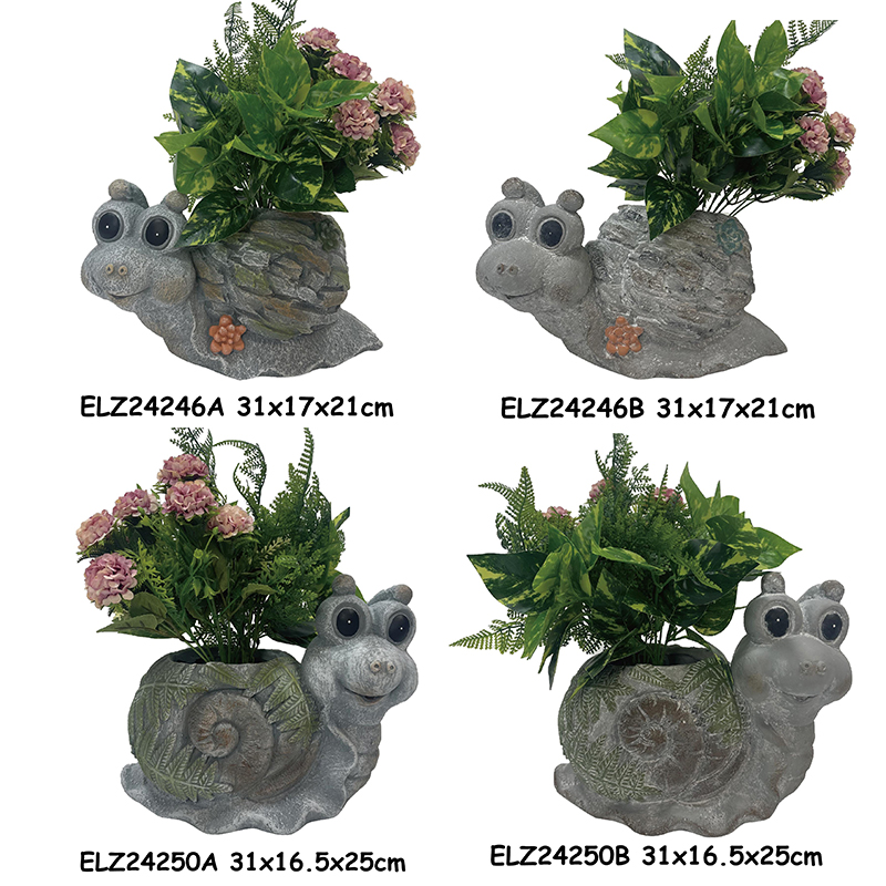 Snail-Shaped Planter Statues Snail Deco-Pot Garden Planters Garden Pottery Indoor and Outdoor (11)