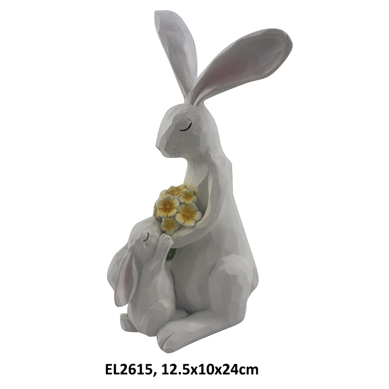 Spring Time Easter Decor Floral Rabbit Figurines Handmade Seasonal Decorations (2)