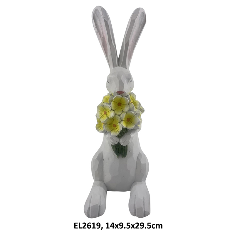 Spring Time Easter Decor Floral Rabbit Figurines Handmade Seasonal Decorations (3)